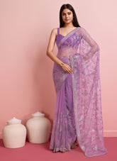 Purple colour saree looking so lovely